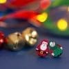 Cute, mismatched Mr & Mrs Claus wooden stud earrings