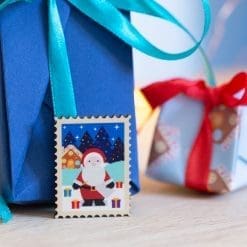 Festive Santa scene wooden pin