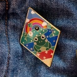 Colourful frog enamel pin