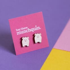Little pink pigs - Eco friendly wooden stud earrings
