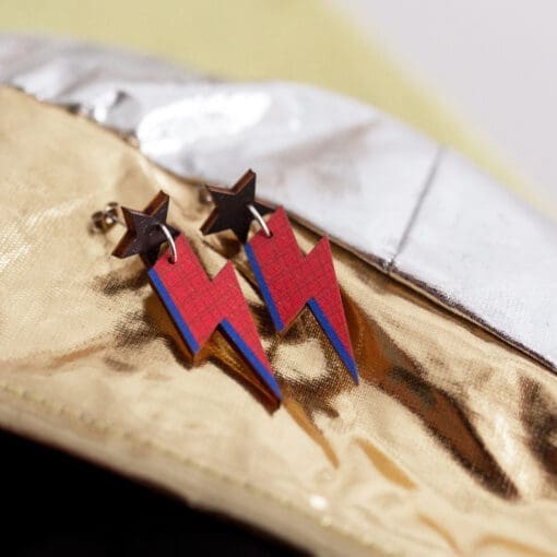 Bowie Black Star bolts - eco-friendly wooden earrings