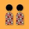 Eco friendly wooden ‘Patchwork Flowers’ statement earrings