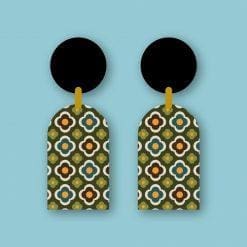 Eco friendly wooden ‘Green floral’ statement earrings
