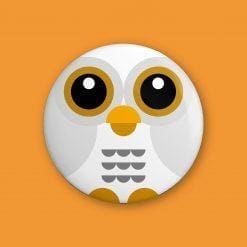 38mm Snowy Owl button badge - Little Round Birds