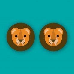 Lion - Eco friendly wooden stud earrings