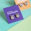 Hippo - Eco friendly wooden stud earrings