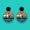 Lightweight laser cut statement earrings ‘Macaw’