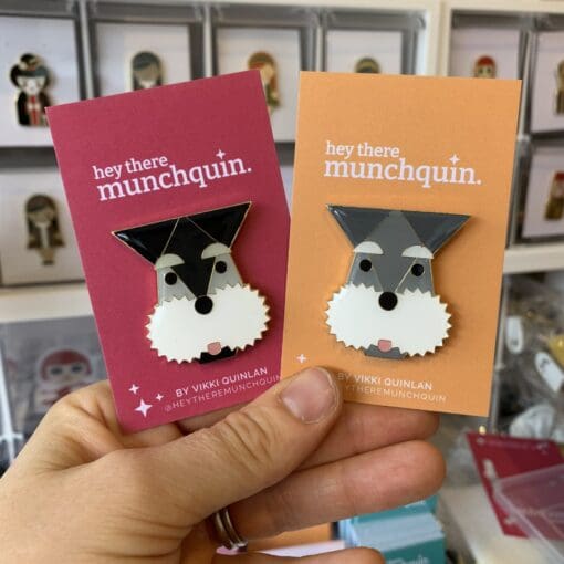 Schnauzer head enamel pin (various colours)