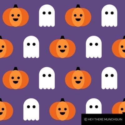 Cute pumpkin and ghost freebie digital phone wallpaper