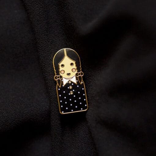 Goth girl Wednesday inspired cute hard enamel pin