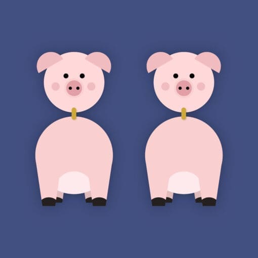 Pig animal danglies - lightweight wooden dangle earrings