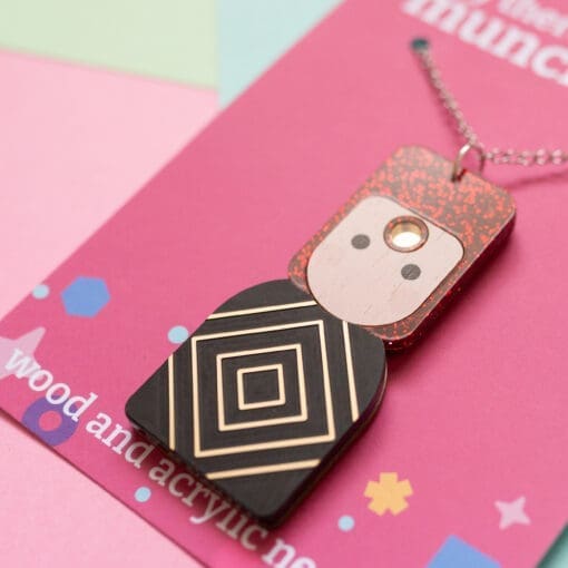 Bowie Yamamoto inspired acrylic and wood statement necklace / brooch