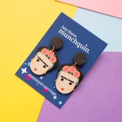 Large Frida inspired lightweight laser cut statement earrings