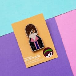 Eco-friendly wooden pin inspired by Jarvis Cocker