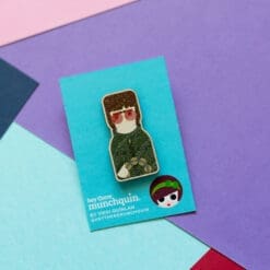 Eco-friendly wooden pin inspired by Liam Gallagher