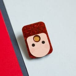 David Bowie (Ziggy Stardust) inspired acrylic and wood statement brooch
