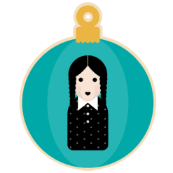 UV printed statement bauble inspired by Wednesday Addams