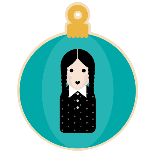 UV printed statement bauble inspired by Wednesday Addams