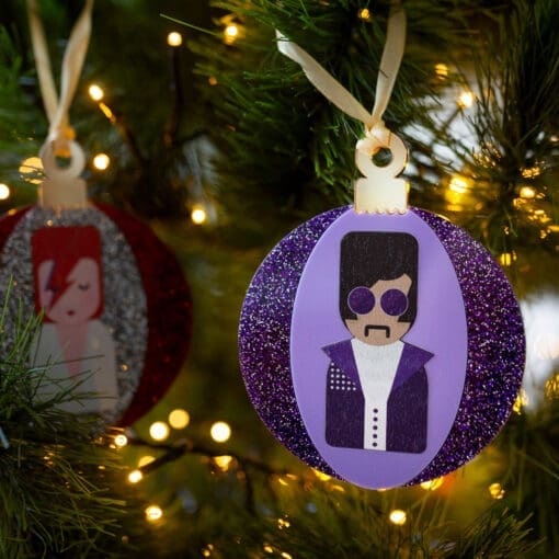 Large, acrylic Christmas tree bauble - inspired by Prince