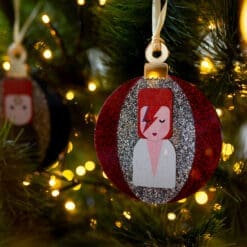 Large, acrylic Christmas tree bauble - inspired by David Bowie