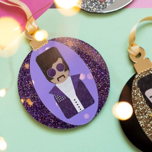 Large, acrylic Christmas tree bauble - inspired by Prince