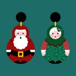 Wooden ‘Mr & Mrs Claus’ Christmas statement earrings