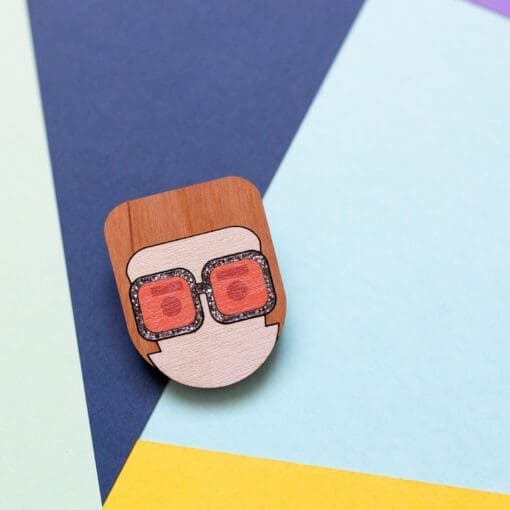 Elton J inspired acrylic and wood statement brooch