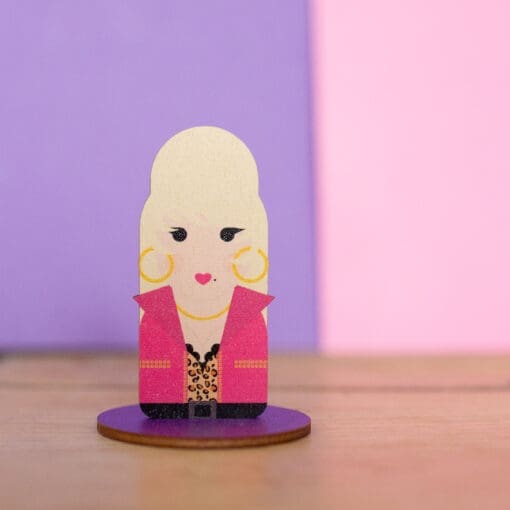 Wooden desk standee inspired by Dolly Parton