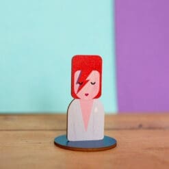 Eco friendly, UV printed wooden desk standee inspired by David Bowie (Aladdin Sane).