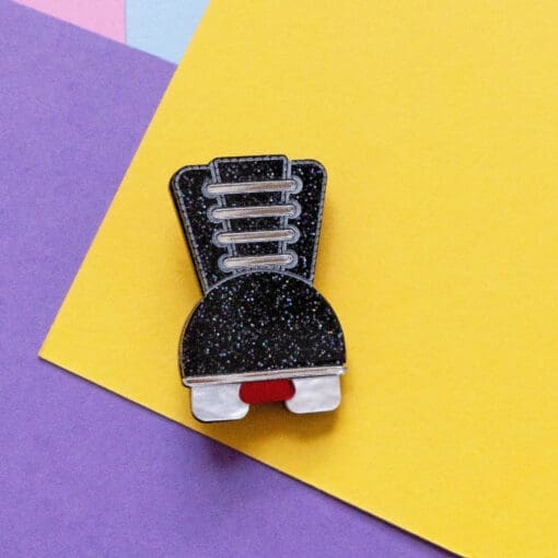 Laser cut Glittery Roller skate - acrylic statement brooch