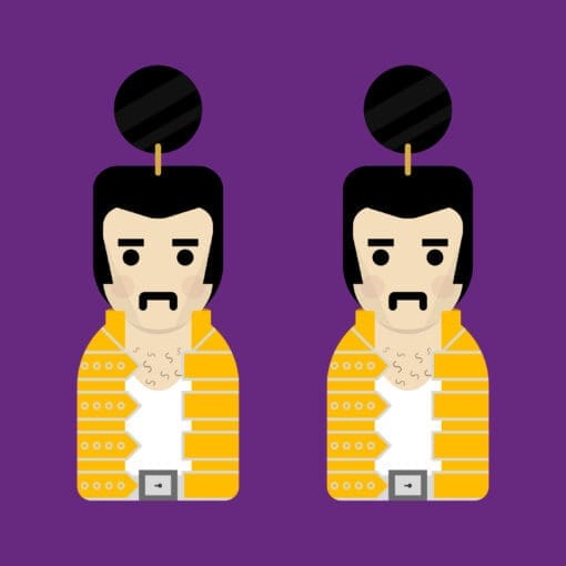 Wooden Icon inspired dangle earrings - Freddie Mercury