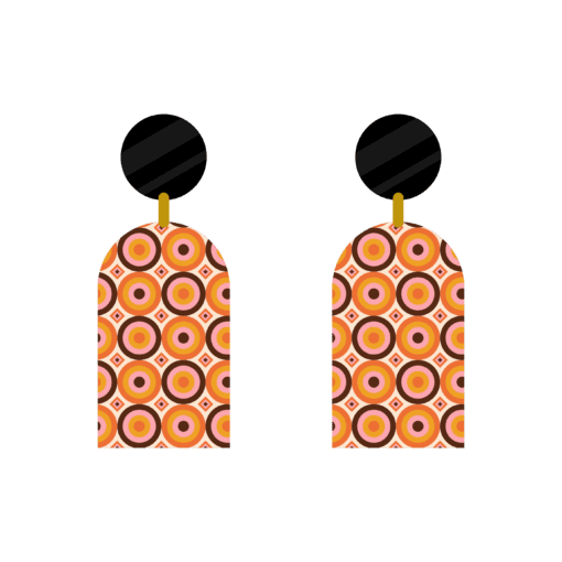 Wooden ‘Pink, Brown & Orange Circles’ statement earrings