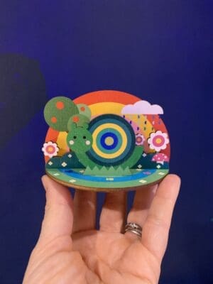 Rainbow Snail - colourful wooden desk accessory